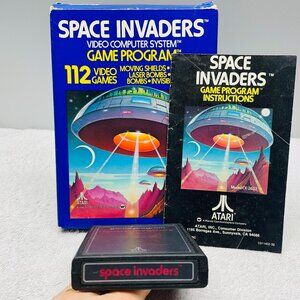 VGVUC Vintage 1980 Atari Space Invaders CX2632 Video Game, Instructions, Box